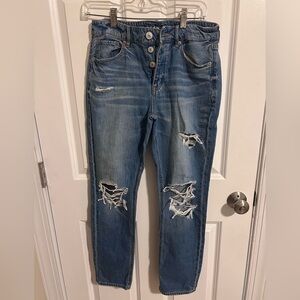 American Eagle Outfitters Ripped Blue Boyfriend Jeans